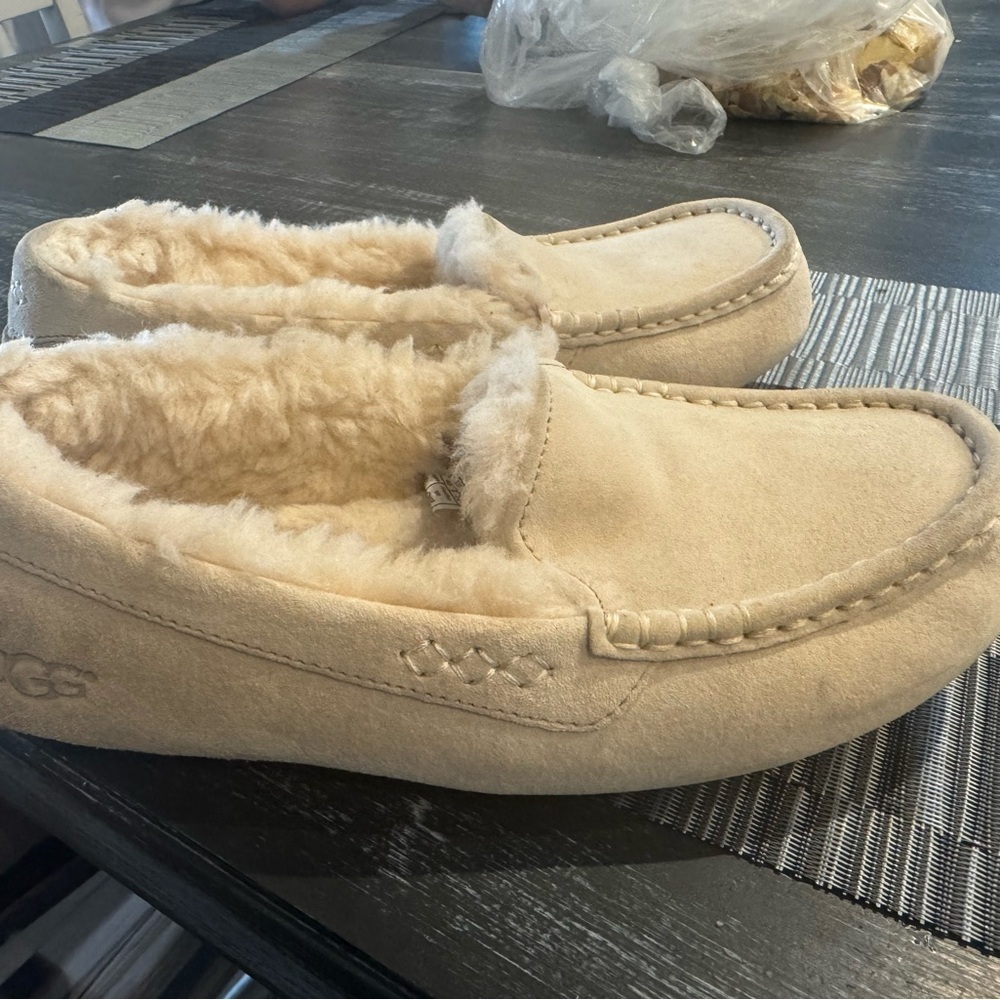 UGG Beige Shearling Lined Slippers